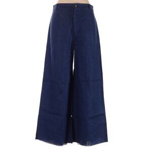 Reformation 100% linen Culottes blue wide leg high rise waist Trousers Size 8